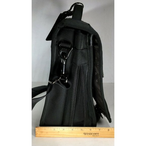 Tumi Large Black Canvas Expandable Briefcase Laptop Bag - Picture 10 of 12